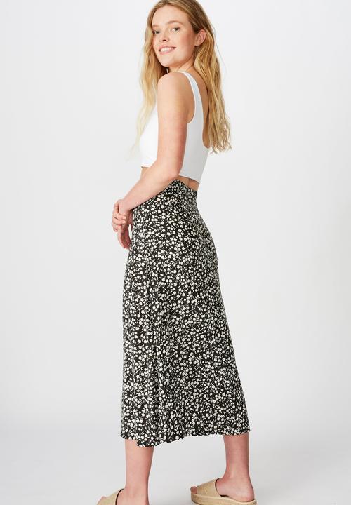 Cotton On - Summer button midi skirt - black