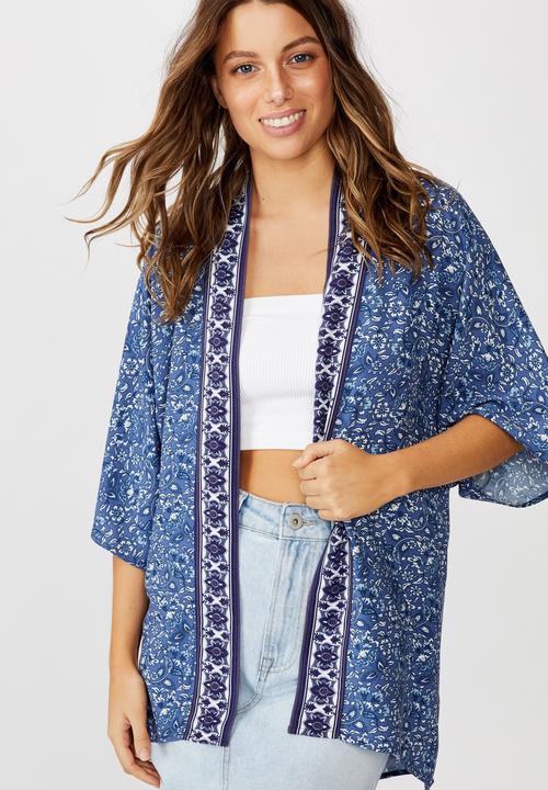 Cotton On - Wanderlust kimono - blue & white