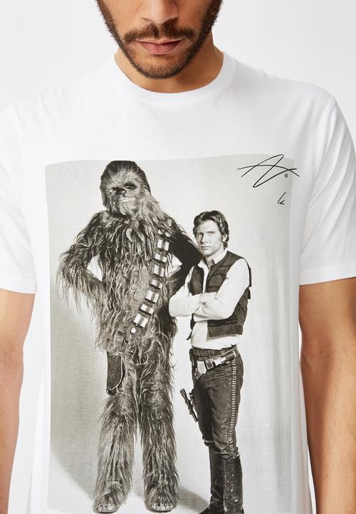 Cotton On - Star Wars - Chewbacca & Han solo Tbar collab star wars T-shirt - white