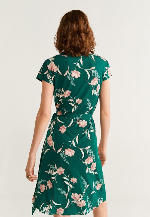MANGO - Dress crossep - green