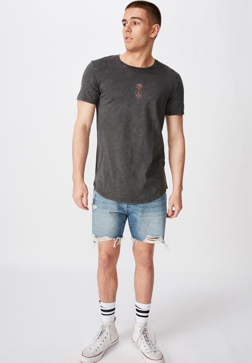 Factorie - Curved graphic T-shirt - grey