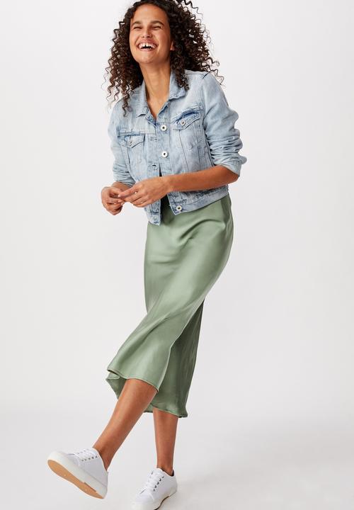 Cotton On - Belle bias midi skirt - green