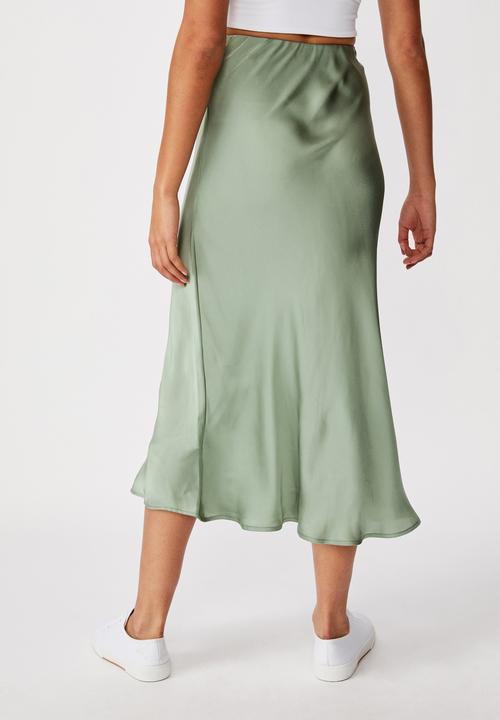 Cotton On - Belle bias midi skirt - green
