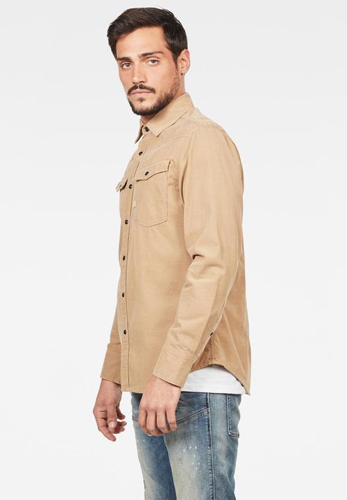 G-STAR - 3301 Slim long sleeve shirts  - beige