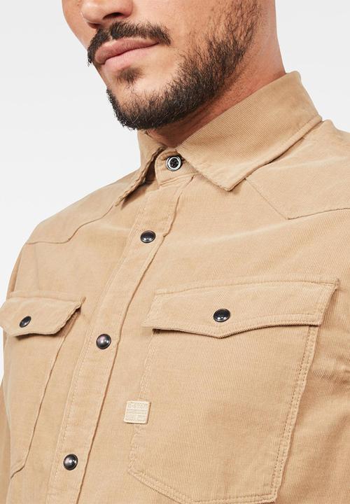 G-STAR - 3301 Slim long sleeve shirts  - beige