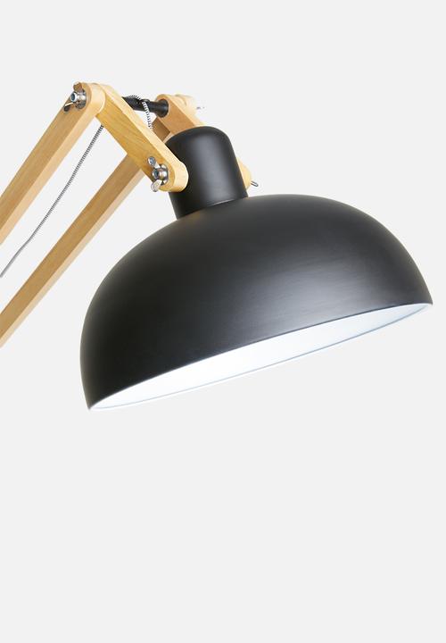 Sixth Floor - Matte black & wood xxl floor lamp