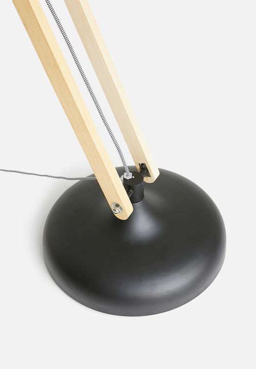 Sixth Floor - Matte black & wood xxl floor lamp