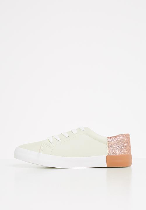 Pop Candy - Glitter detail sneaker - beige & rose gold 