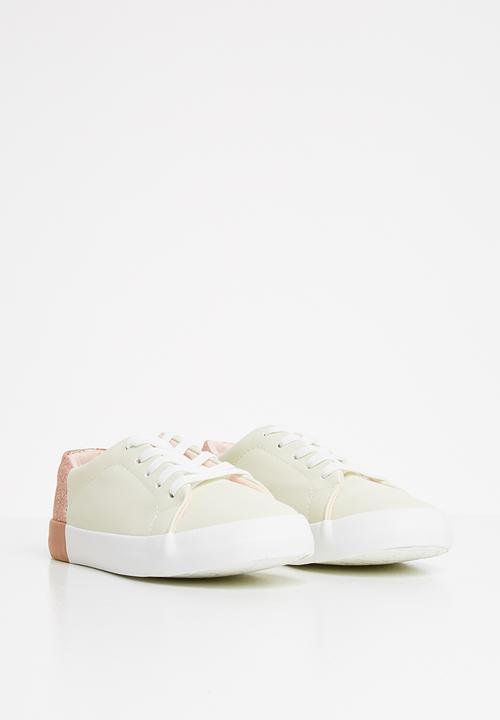 Pop Candy - Glitter detail sneaker - beige & rose gold 