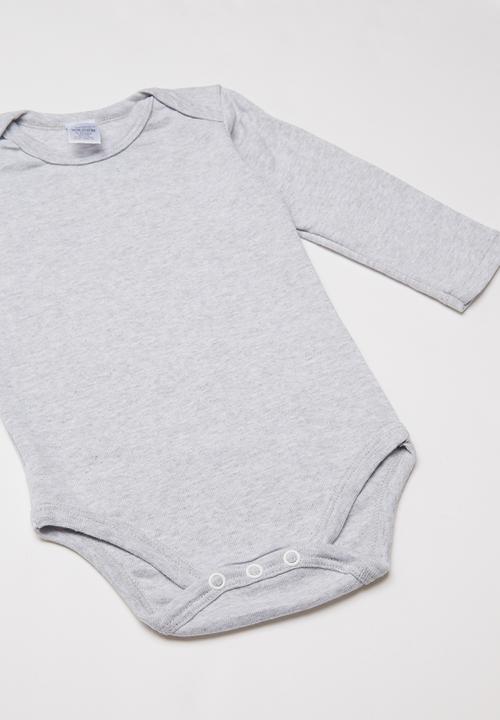 Pop Candy - 2 pack long sleeve bodyvests - grey & white 