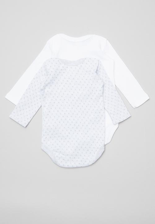 Pop Candy - 2 pack long sleeve bodyvests - grey & white