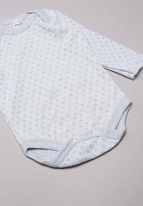 Pop Candy - 2 pack long sleeve bodyvests - grey & white
