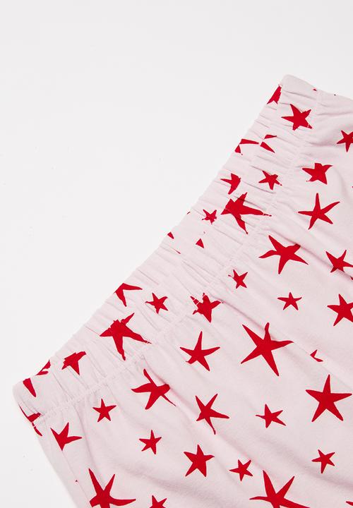 Cotton On - Harpa short sleeve pj set - purple & red 