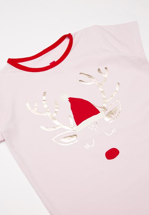 Cotton On - Harpa short sleeve pj set - purple & red 
