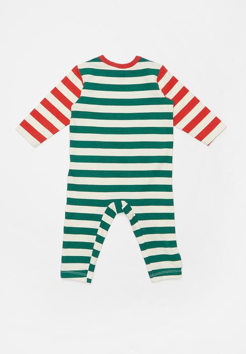 Cotton On - The long sleeve snap romper - green & red 