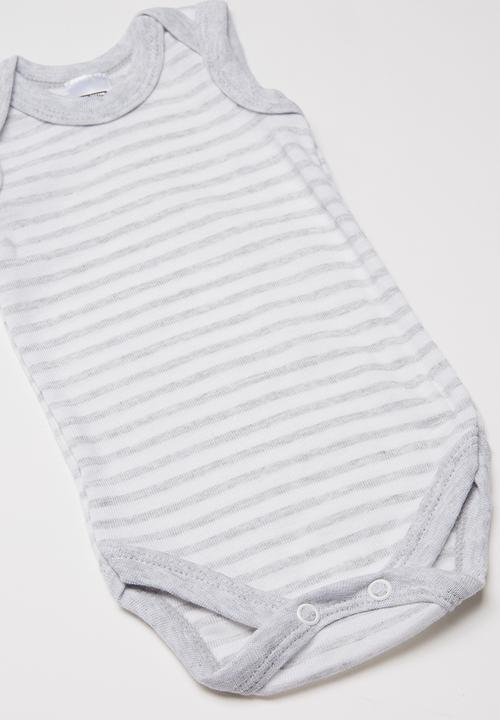 Pop Candy - 2 Pack bodyvests - grey & white 