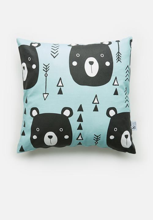 Sixth Floor - Beary cushion cover - blue & black 