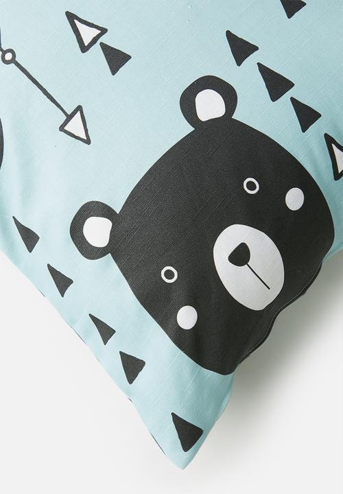 Sixth Floor - Beary cushion cover - blue & black 