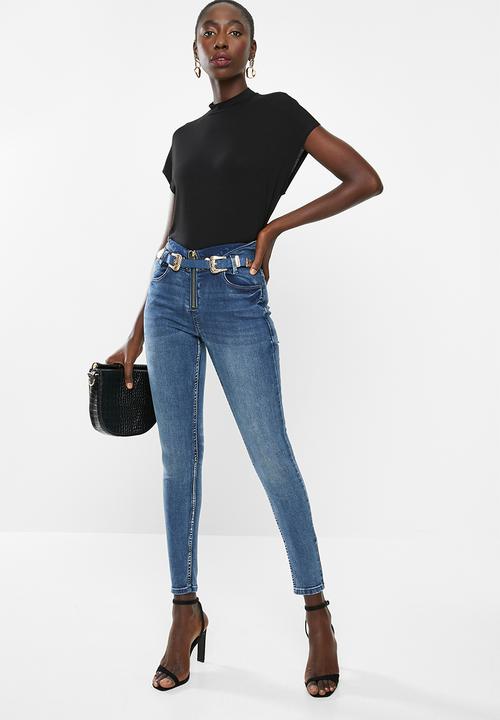 SISSY BOY - Ryder high rise skinny with belt - blue 