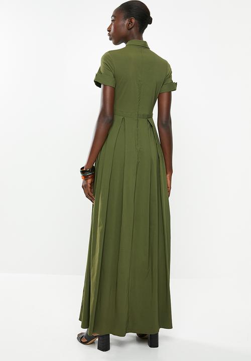 AMANDA LAIRD CHERRY - High waisted pleat maxi - khaki