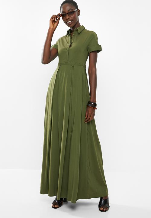 AMANDA LAIRD CHERRY - High waisted pleat maxi - khaki