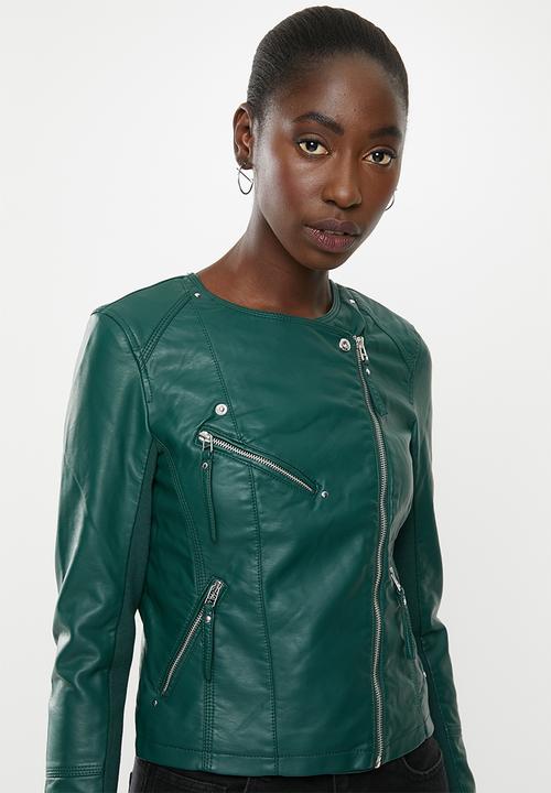 Vero Moda - Ria short faux leather jacket - green 