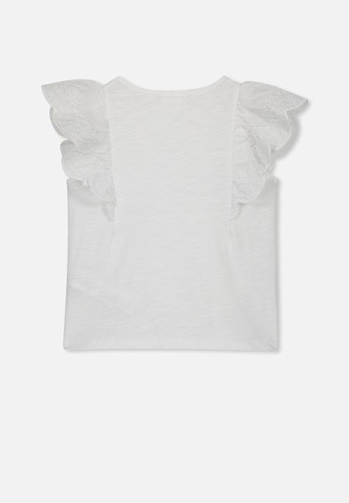 Cotton On - Sheri frill sleeve top - white