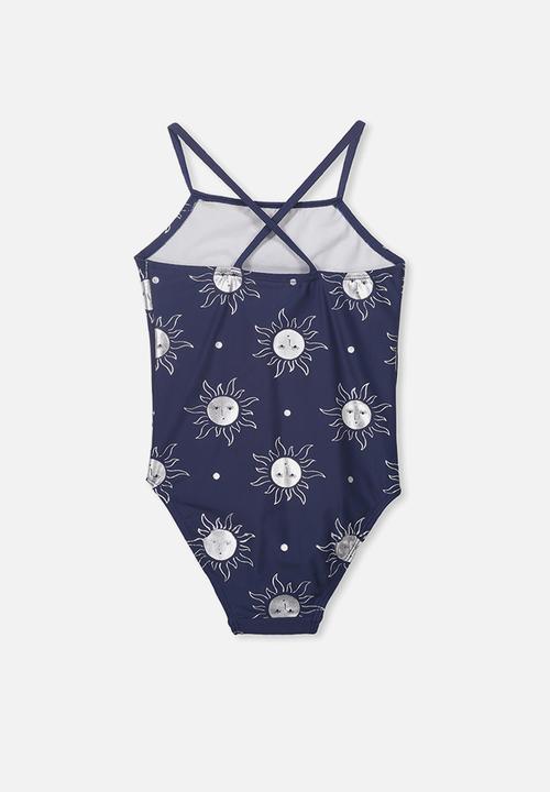 Cotton On - Lexi ruffle one piece -  navy & silver 