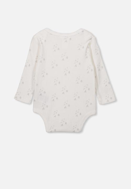 Cotton On - Newborn long sleeve bubbysuit - white