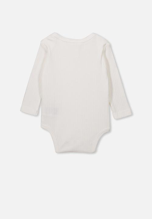Cotton On - Newborn long sleeve bubbysuit - white