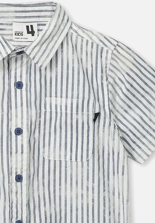 Cotton On - Resort short sleeve shirt - navy & white