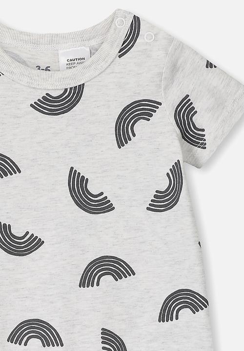 Cotton On - The short sleeve romper - grey & black 