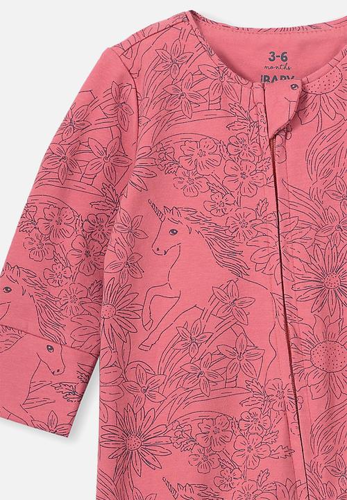 Cotton On - The long sleeve zip romper - pink