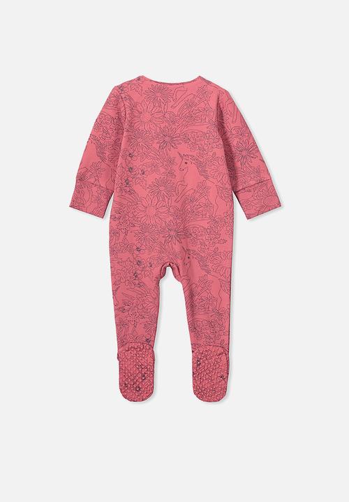 Cotton On - The long sleeve zip romper - pink