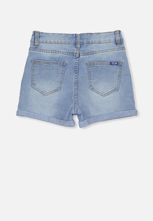 Free by Cotton On - High waist denim short - blue