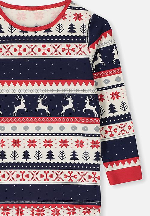 Cotton On - Billie long sleeve unisex pj - navy & red 