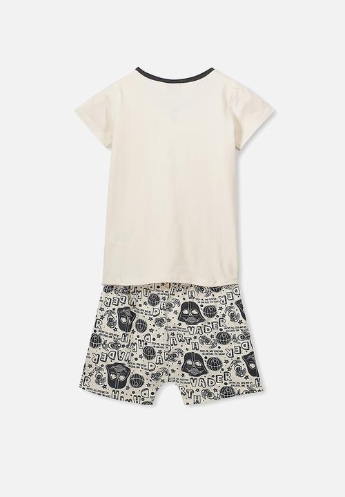 Cotton On - Short sleeve pj set - cream & charcoal 