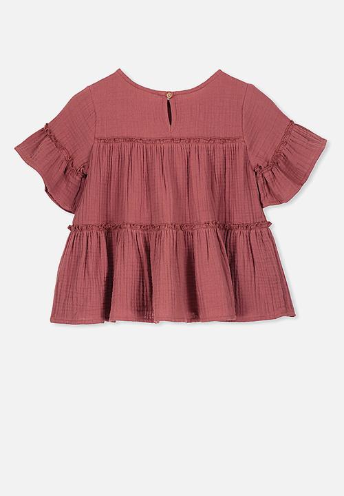 Cotton On - Frida frill top - rust 