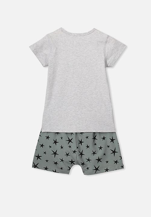 Cotton On - Short sleeve pj set - grey & khaki 