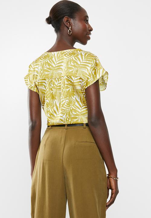 Superbalist - Flute sleeve button down blouse - yellow & white 