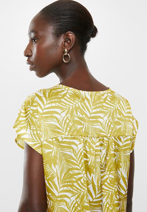 Superbalist - Flute sleeve button down blouse - yellow & white 