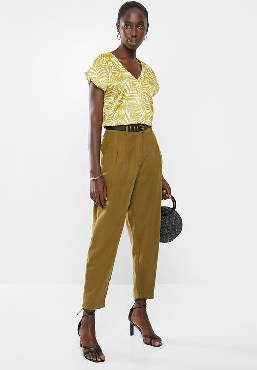 Superbalist - Flute sleeve button down blouse - yellow & white 