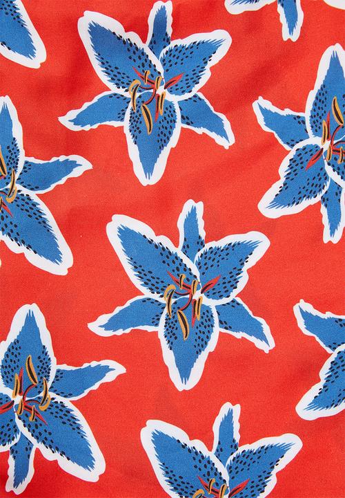 Superbalist - Printed wrap playsuit - red & blue 