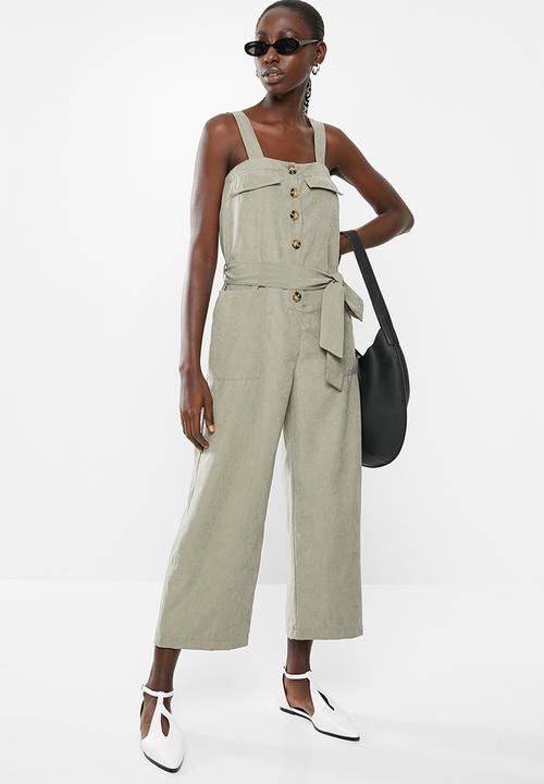Superbalist - Button thru safari style jumpsuit - khaki