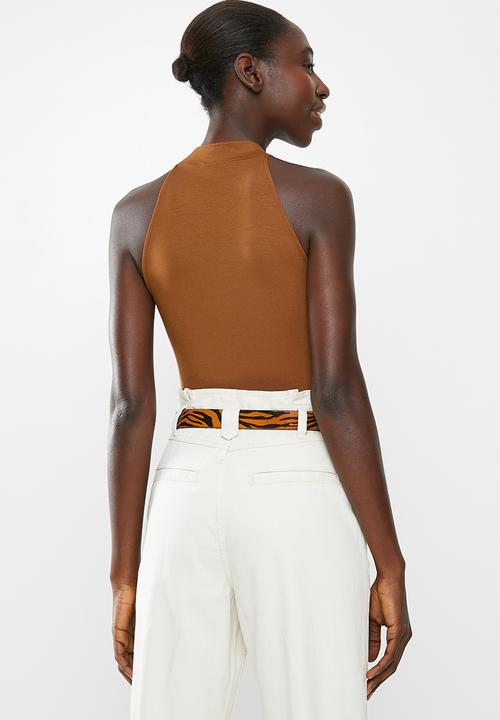Superbalist - Viscose hi neck bodysuit - brown 