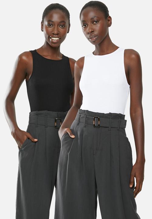 Superbalist - 2 Pack rib neck bodysuit - white & black 