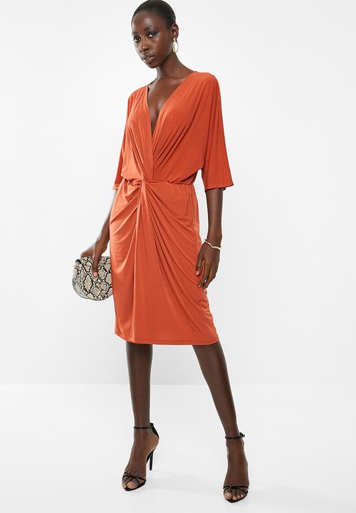 Superbalist - Kimono front knot dress - rust