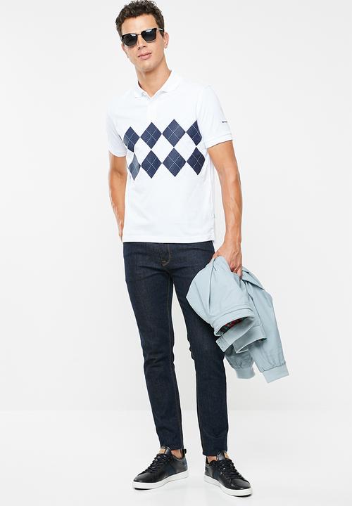 Pringle of Scotland - St bernard styled golfer - white & navy 