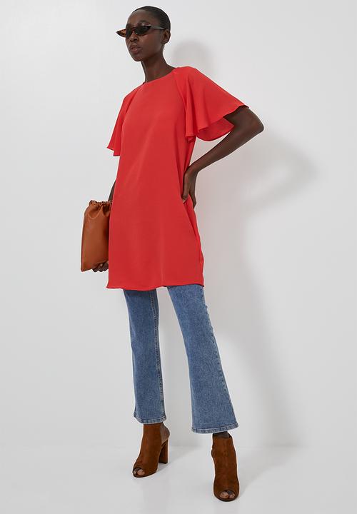 Superbalist - Frill sleeve tunic - red