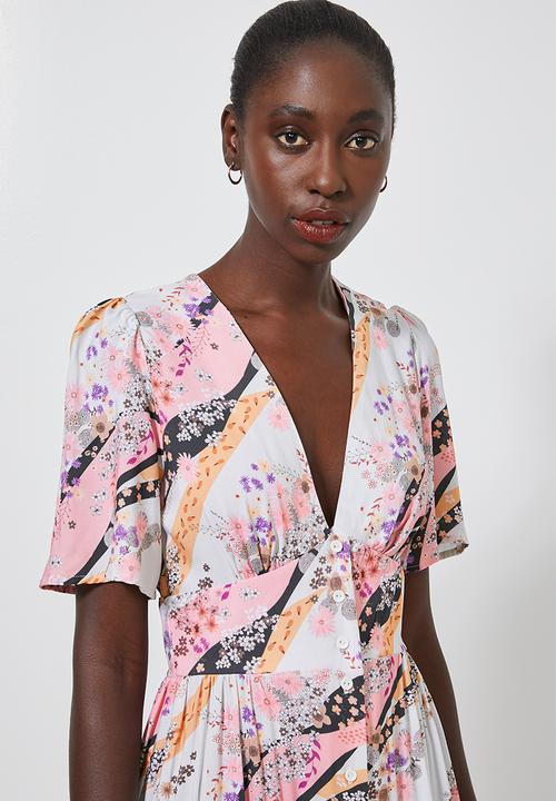Superbalist - Button thru fit & flare dress - multi